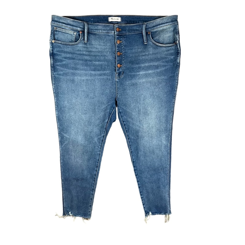 Madewell Sz 37 Women’s Plus Size 10in High Rise Skinny Button Fly Fray Hem Jeans